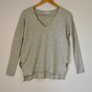 Aritzia Babaton Gray Sweater Tunic Linen Wool Blend V-neck Hi Lo Small